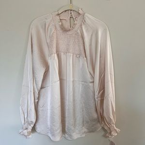 Nanette Lepore champagne silky long sleeve top | Size S